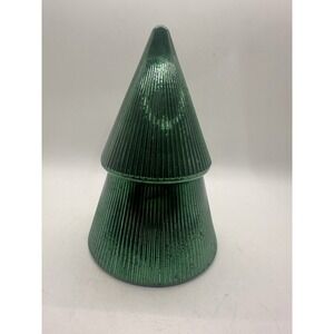 Paddywax Cypress & Fir Ribbed Mercury Stacked Tree Candle Green Glass 7 oz New!